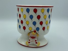 Enesco Japan Sleeping Baby Clown Flower Vase Planter Red Blue Yellow Balloons - £10.50 GBP