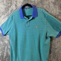 Ralph Lauren Polo Shirt Mens Extra Large Blue Green Striped Preppy Acade... - $11.73