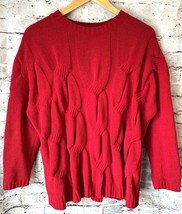 J. Jill Red Chenille Cable Knit Soft Women’s Sweater Size M Pullover - $291.49 MXN