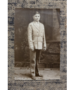 Antique RPPC Real Photograph Postcard Young Man in Sunday Best Unused - £7.85 GBP