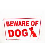 Beware of Dog Signs Warning Dogs Sign Red and White Vinyl Plastic 12 x 8... - $5.44