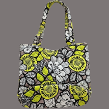 Vera Bradley Curvy Tote Citron Black Citrus White Gray image 5