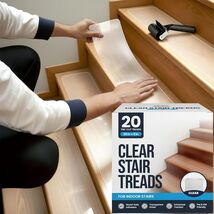 Secure &amp; Stylish 30” x 6” Clear Non-Slip Stair Treads - 20 Pack for Wood... - $58.36