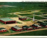  Cheyenne Transcontinental Airport Wyoming Aerial Vintage  Linen Postcar... - $6.88