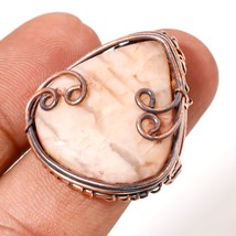 Rhodochrosite Gemstone Handmade Ethnic Copper Wire Wrap Ring Jewelry 8.25&quot; SA 97 - $6.49