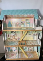 Georgia Peach Dollhouse By Kid Kraft 3 Levels 13 Pcs Furniture 45 Inch Tall - £28.06 GBP