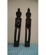 Tapanuli Batak Handcraft Carved Wood Statues A Pair - $7,317.64 MXN