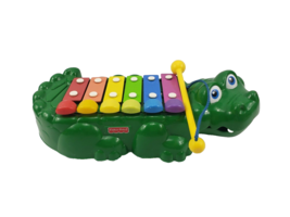 FISHER PRICE Green Alligator Pull Along Xylophone Musical Learning Toy 15&quot; - £15.50 GBP