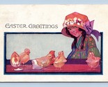 Easter Greetings Little Girl with Hatched Chicks 1920 DB Postcard K14 - $3.91