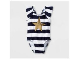 Cat &amp; Jack™ ~ Infant Size 18 Month ~ Navy &amp; White Striped ~ One Piece Sw... - $14.96