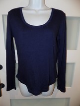 Fashion Bug Blue Long Sleeve Ribbed Shirt Size L Women&#39;s EUC - £16.07 GBP