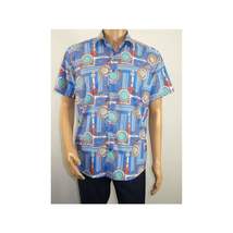 Men's Sports Shirt by MIZUMI Medallion Printed Soft Feel Short Sleeves M646 Blue image 10