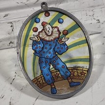 Glass Masters Suncatcher Juggling Circus Clown Carnival Oval Vintage 1980  - $29.69