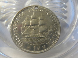 (FC-794) 1955 South Africa: 1 Penny { RARE-&gt; BU / Silver Plated / Holed }  - £53.43 GBP