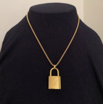 New Louis Vuitton Gold-Tone Lock on 20&quot; Box Link Chain Necklace - $89.00