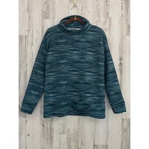 T by Talbots Fleece Turtleneck Size Medium Teal Green Space Dye Asymmetrical Hem - $19.77