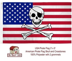USA Pirate Flag 3x5ft American Pirate Flag Skull and Crossbones Flag - £7.81 GBP