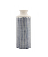 Terra Cotta Floor Vase with Navy Criss Cross Pattern 24.75&quot;H - $2,036.65 MXN