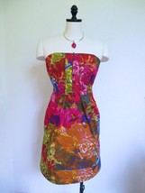 Anthropologie  Moulinette Soeurs Buttoned Watercolor Dress 10 Strapless $148 - £31.31 GBP