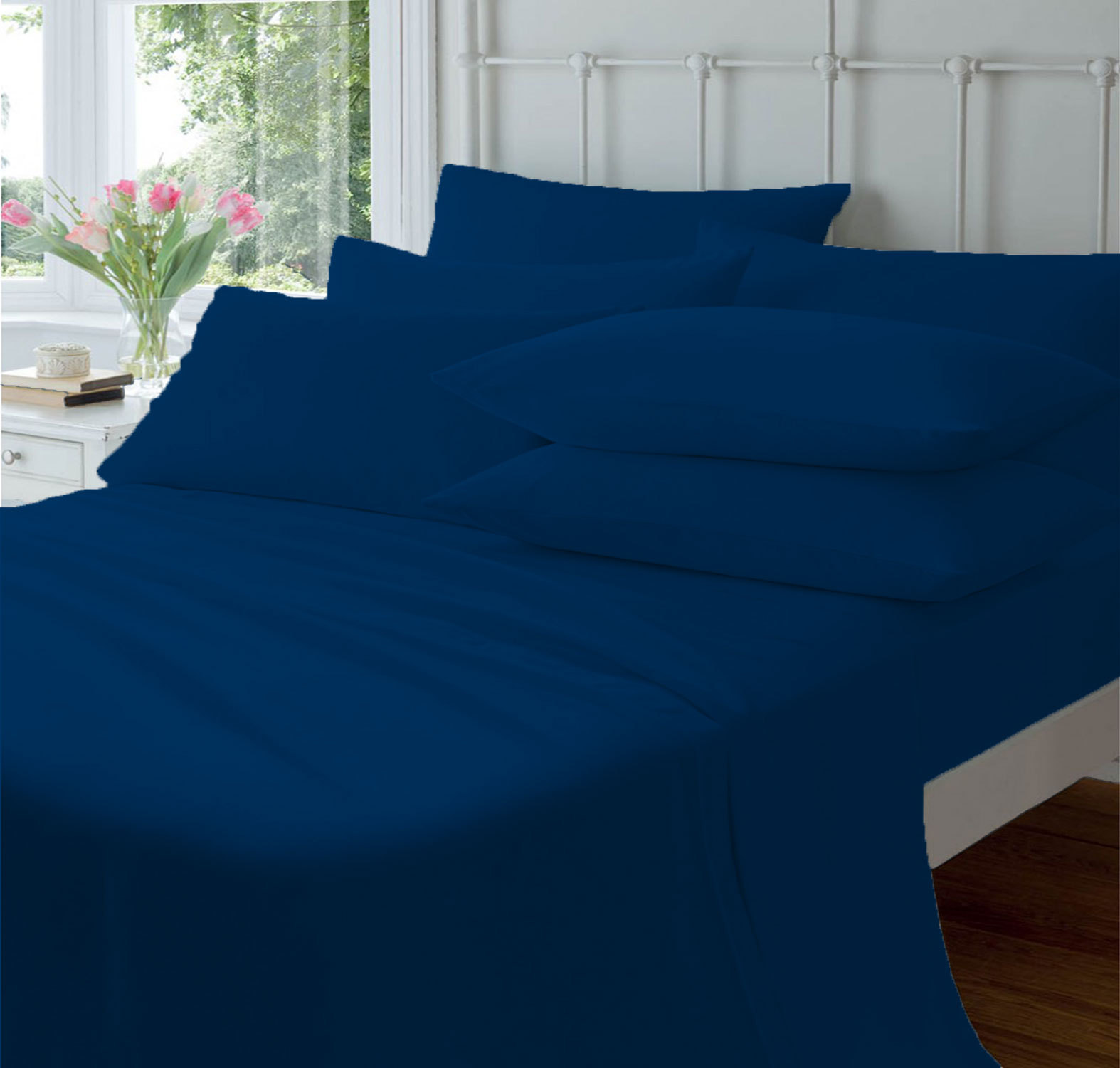15 " Pocket Blue Sheet Set Egyptian Cotton Bedding 600 TC choose Size - £59.72 GBP