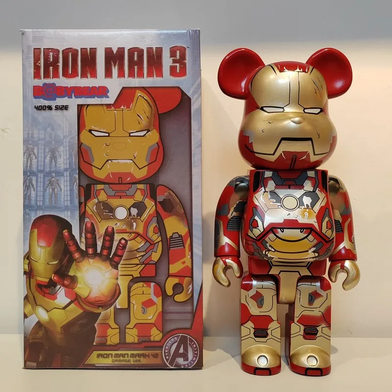 Bearbrick 400% 28cm Battle Damaged Iron Man Action Figure Trendy Toy Doll Room - $54.59