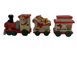Vintage Hand Painted Porcelain Bisque Christmas Train Santa Claus Made in Taiwan - £15.18 GBP