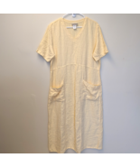 Coldwater Creek Linen Yellow V Neck Short Sleeve Dress Womens XL Pockets... - $67.82 CAD