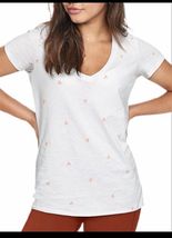 Victorias Secret PINK Perfect V-Neck Short Sleeve Pizza Tee T-Shirt Whit... - $16.47
