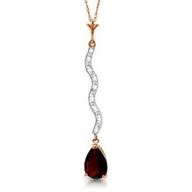 1.79 Carat 14K Rose Gold Raise Your Lantern Garnet Diamond Necklace 14&quot;-24&quot;  - £329.44 GBP