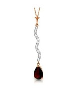 1.79 Carat 14K Rose Gold Raise Your Lantern Garnet Diamond Necklace 14&quot;-... - £326.59 GBP