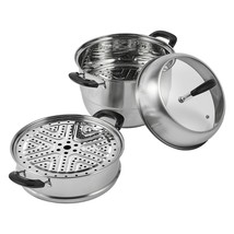 VEVOR Steamer Pot 11in/28cm, 3 Tier Steamer Pot for Cooking with 8.5QT Stock Pot - £70.31 GBP