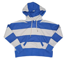 Wanakome Hydron Cropped Hoodie Blue White Striped Regatta Women&#39;s Sz Med... - $22.80