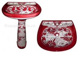Mexican Talavera Pedestal Sink Handcrafted Ceramic - Acapulco Caliente - - $899.00