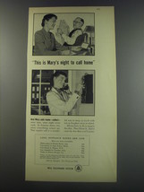 1956 Bell Telephone System Ad - This is Mary&#39;s Night to call home - $18.49