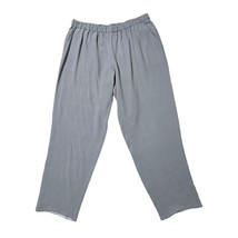 Eileen Fisher Large Gray Silk Crepe Crop Pants Minimalist Workwear Pull On  - $34.19