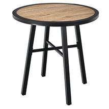 Patio 29&quot; Round Bistro Metal Table Wood-Like Top Garden Deck Backyard - £144.95 GBP
