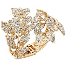 HW Collection Leaf Bracelet Hinge Cuff Bangle Bracelet Fashion Jewelry Women Rhi - $9.79+