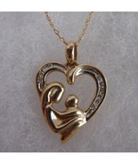 10KT Yellow Gold Mother and Child Diamond Necklace - £147.71 GBP