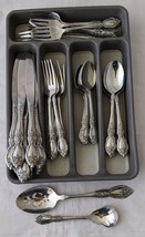 Oneida Wordsworth Rose Pattern Stainless Steel Flatware 9 Place Setting 47+ Pcs - £79.09 GBP