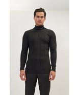 Ron Tomson Men&#39;s Modern Ribbed Sweater Muscle Fit Black-3XL - $24.99