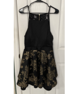 Trixxi Black and Gold Cocktail Dress Juniors Size XL NWT - £25.44 GBP