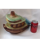 Tug Bateau American Bisque Poterie Jarre à Biscuits Stern Roues Rame Ver... - $136.06