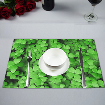 (Set of 4) 12&quot; x 18&quot; Clover Leaves St. Patrick Plate Place Mat - £19.98 GBP