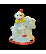 Vintage Porcelain Ceramic Clown on Rocking Horse Figurine 3 Inch White a... - £3.89 GBP