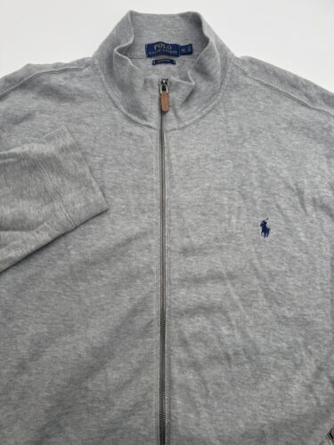 Primary image for Polo Ralph Lauren Sweater Mens XLT  Gray Full Zip Estate Rib Mock Neck