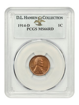 1914-D 1c PCGS MS66 RD ex: D.L. Hansen - $94,211.25