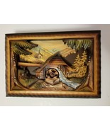 Vintage ORIGINAL RUKS Hand Carved Picture Music Box Water Wheel Black Fo... - $1,391.30 MXN