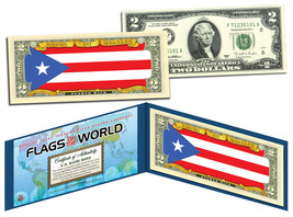 PUERTO RICO - Flags of the World Genuine Legal Tender U.S. $2 Bill Currency - £11.14 GBP