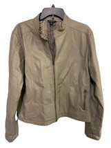 George Full Zip Jacket Youth Size XLG 15/18 Faux Leather Beige Lined Dressy - £11.53 GBP