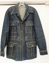 VTG LEE Blue Denim Blazer Military Jacket Chore Western Range USA Men Size M R - £97.10 GBP